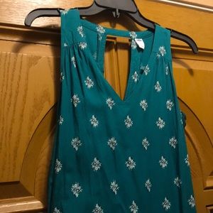 Old Navy V-Neck Teal Print Summer Dress, S/P